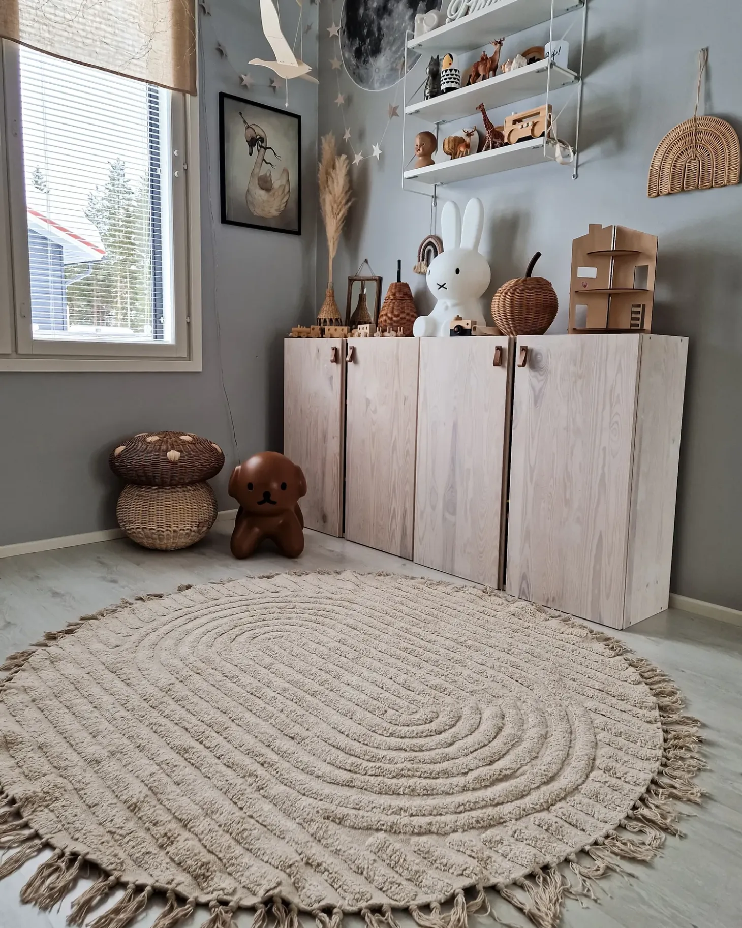 Gulvtæppe HALFETI Lys Beige ø 140 cm Bomuld
