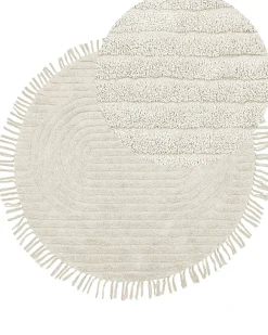 Gulvtæppe HALFETI Lys Beige ø 140 cm Bomuld
