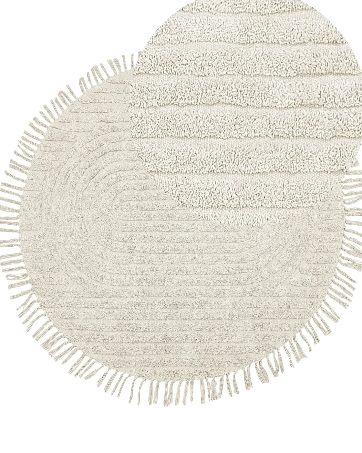 Gulvtæppe HALFETI Lys Beige ø 140 cm Bomuld