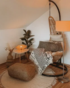 Gulvtæppe HARRAN Lys Beige ø 140 cm Bomuld