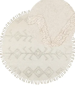 Gulvtæppe HARRAN Lys Beige ø 140 cm Bomuld