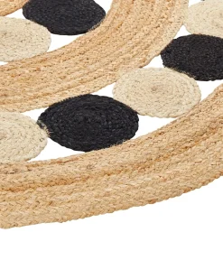 Gulvtæppe HOVIT Sort ø 140 cm Jute