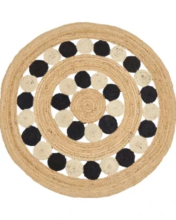 Gulvtæppe HOVIT Sort ø 140 cm Jute