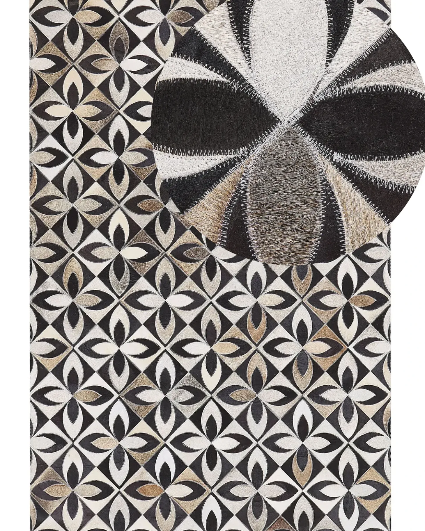 Gulvtæppe ISHAN Multifarvet 140 x 200 cm Ægte læder