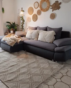 Gulvtæppe KACEM Beige 160 x 230 cm Bomuld