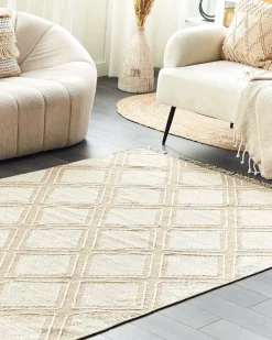 Gulvtæppe KACEM Beige 160 x 230 cm Bomuld