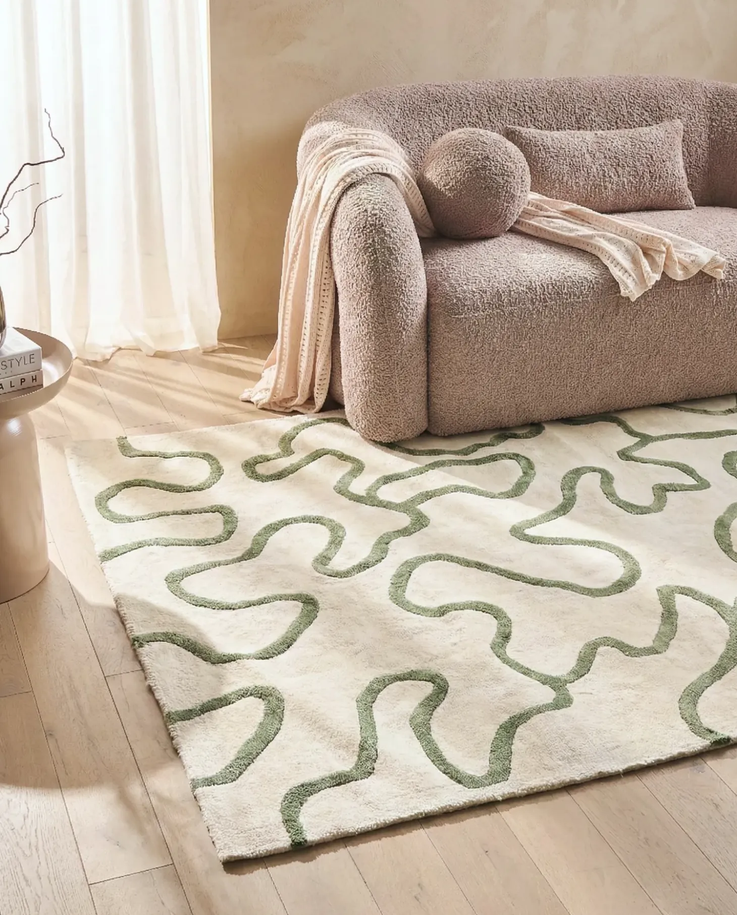 Gulvtæppe KAPPAR Lys Beige 160 x 230 cm Viskose