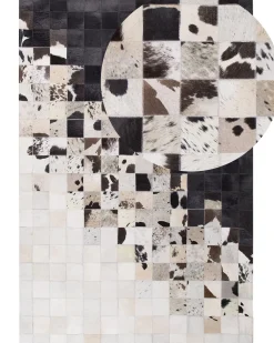 Gulvtæppe KEMAH Sort 140 x 200 cm Ægte læder