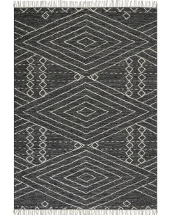 Gulvtæppe KHENIFRA Sort 160 x 230 cm Bomuld