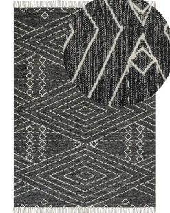 Gulvtæppe KHENIFRA Sort 160 x 230 cm Bomuld