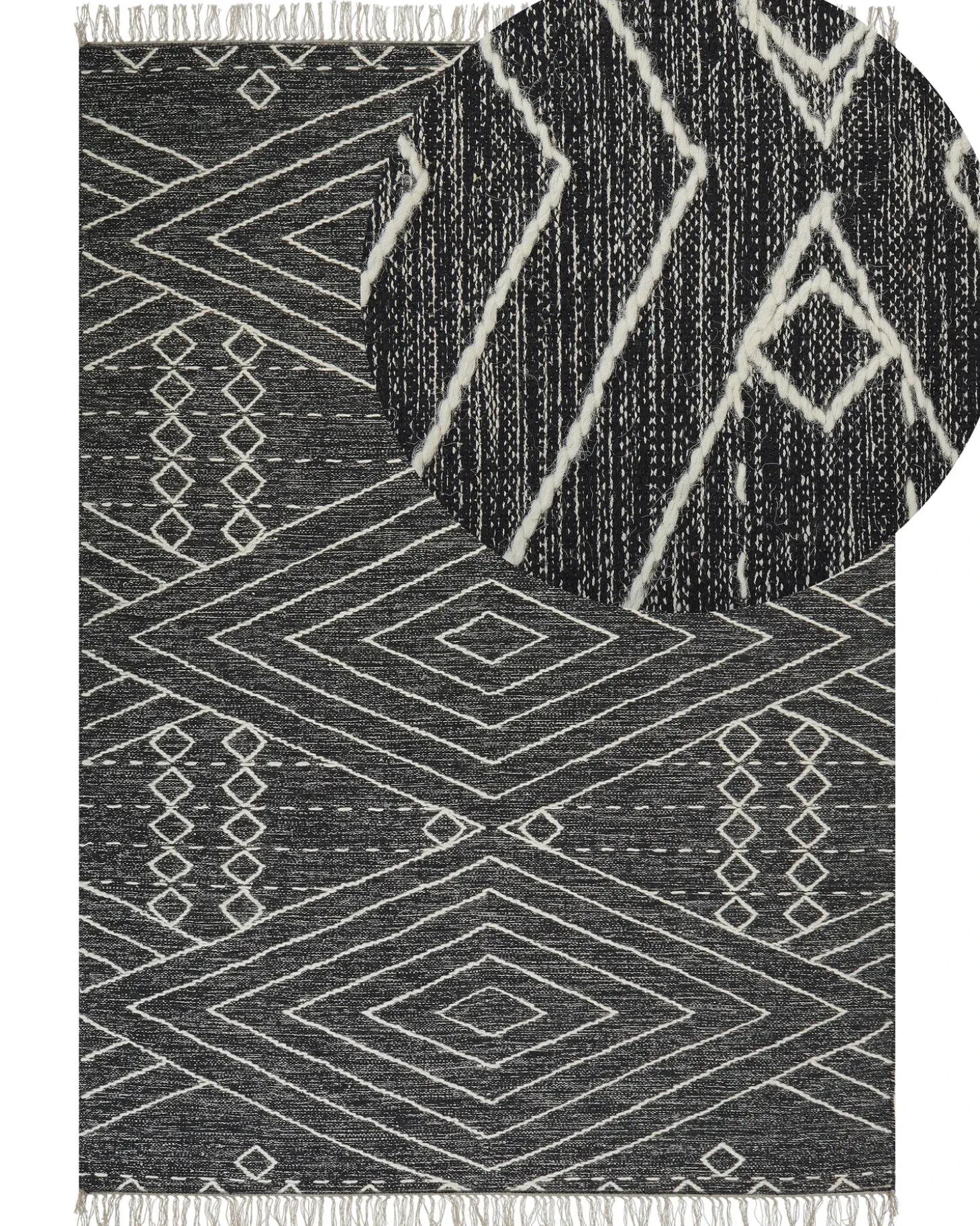 Gulvtæppe KHENIFRA Sort 160 x 230 cm Bomuld