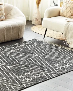 Gulvtæppe KHENIFRA Sort 160 x 230 cm Bomuld
