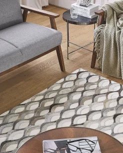 Gulvtæppe KIRCA Beige 140 x 200 cm Ægte læder