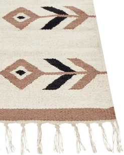 Gulvtæppe NIAVAN Beige 160 x 230 cm Bomuld Kelim