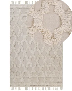 Gulvtæppe SULUOVA Beige 140 x 200 cm Bomuld