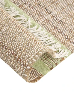 Gulvtæppe TALPUR Lysegrøn 80 x 300 cm Jute