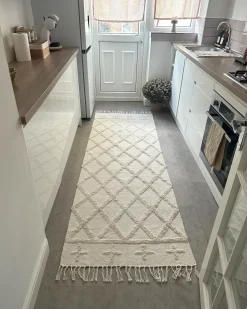 Gulvtæppe TOZLU Beige 80 x 230 cm Bomuld