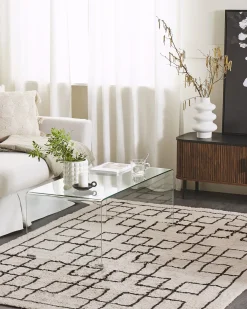 Gulvtæppe TURHAL Beige 160 x 230 cm Bomuld