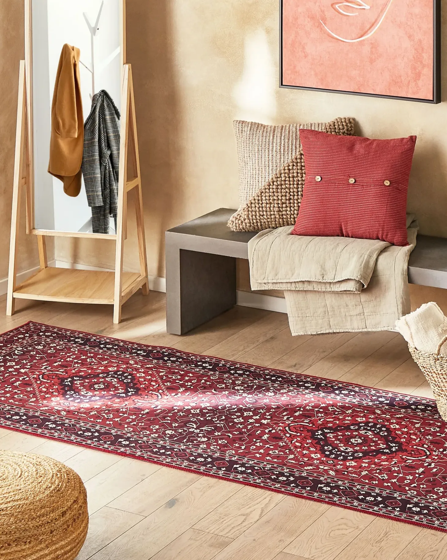 Gulvtæppe VADKADAM Mørkerød 80 x 300 cm