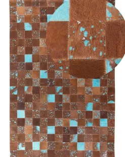 Gulvtæppe ALIAGA Brun 160 x 230 cm Ægte læder