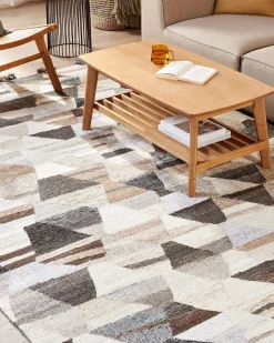 Gulvtæppe ARGAVAND Beige 160 x 230 cm Uld Kelim