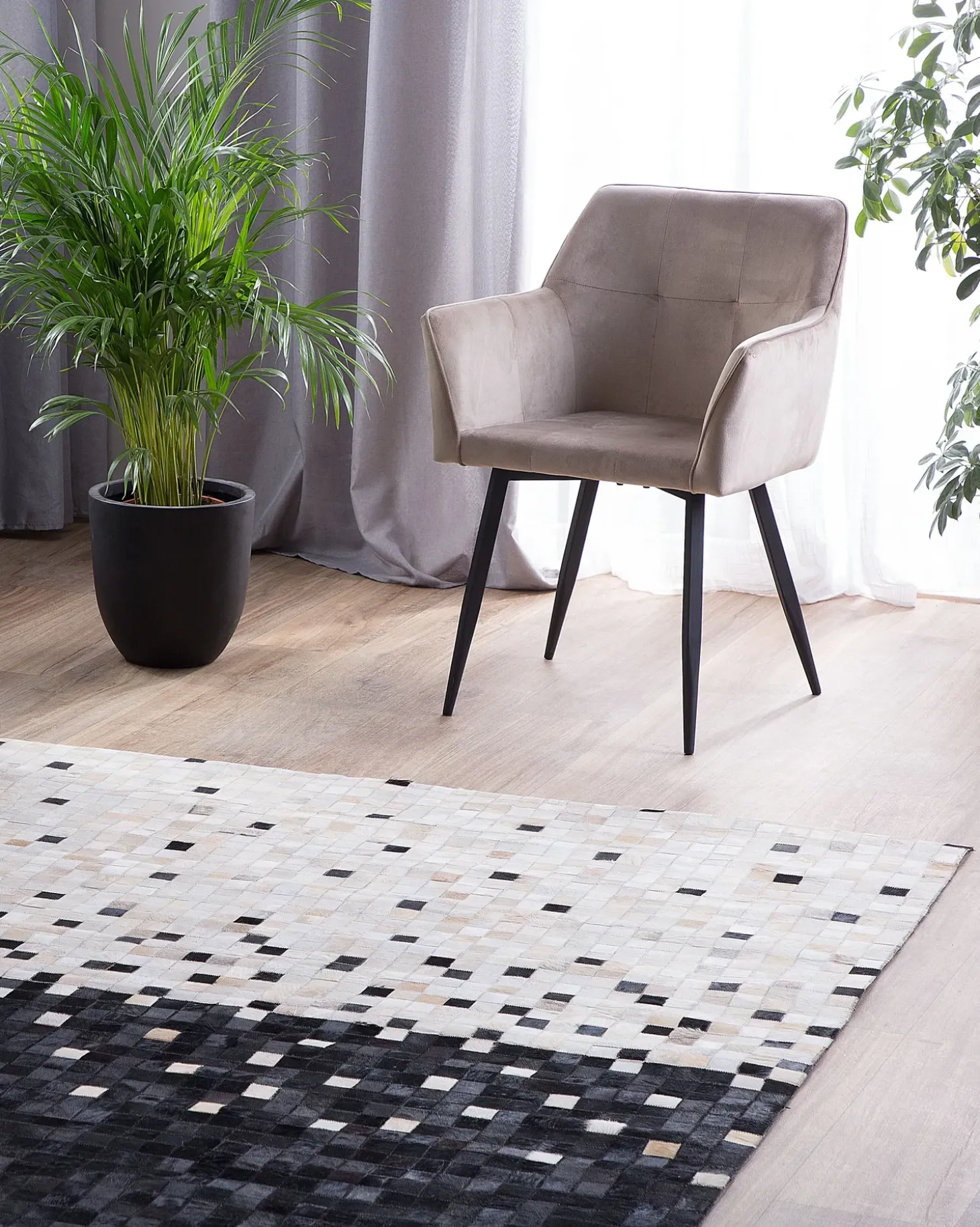 Gulvtæppe ERFELEK Sort 160 x 230 cm Ægte læder