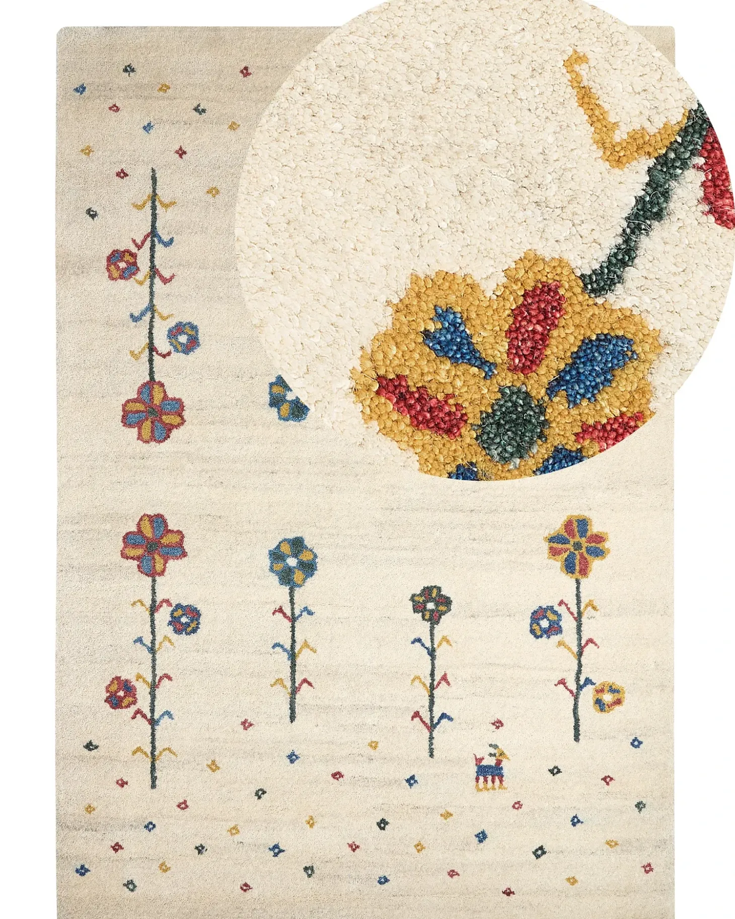 Gulvtæppe HUSUNLU Beige 140 x 200 cm Uld Gabbeh