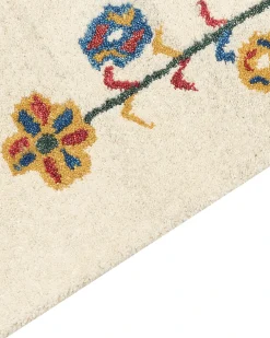Gulvtæppe HUSUNLU Beige 140 x 200 cm Uld Gabbeh