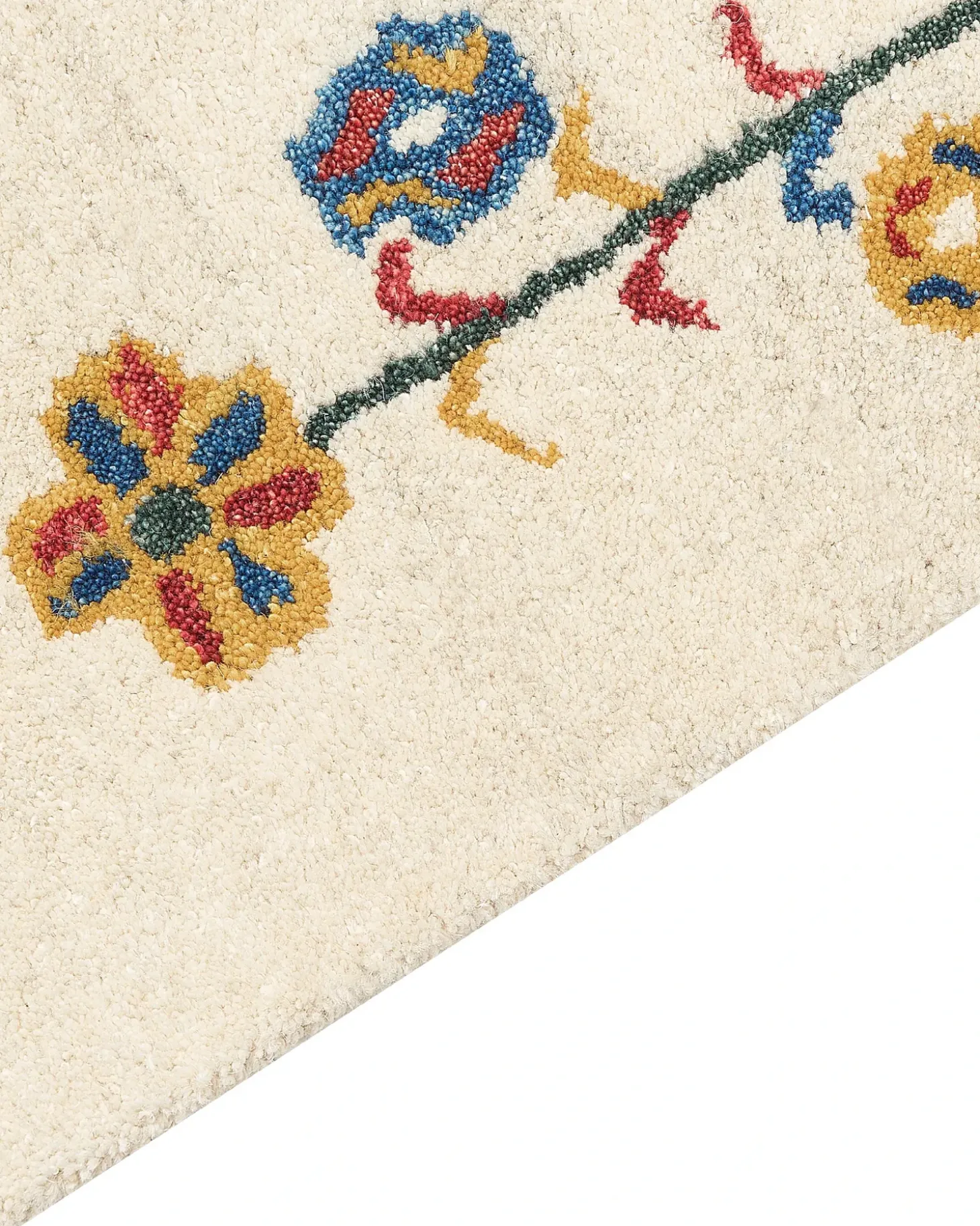 Gulvtæppe HUSUNLU Beige 140 x 200 cm Uld Gabbeh