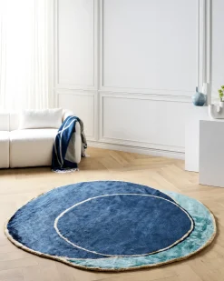Gulvtæppe KANRACH Navy Blå 200 x 200 cm Viskose