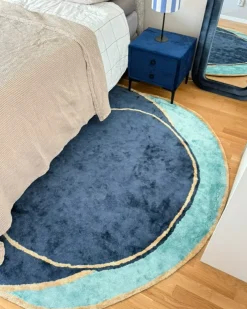Gulvtæppe KANRACH Navy Blå 200 x 200 cm Viskose