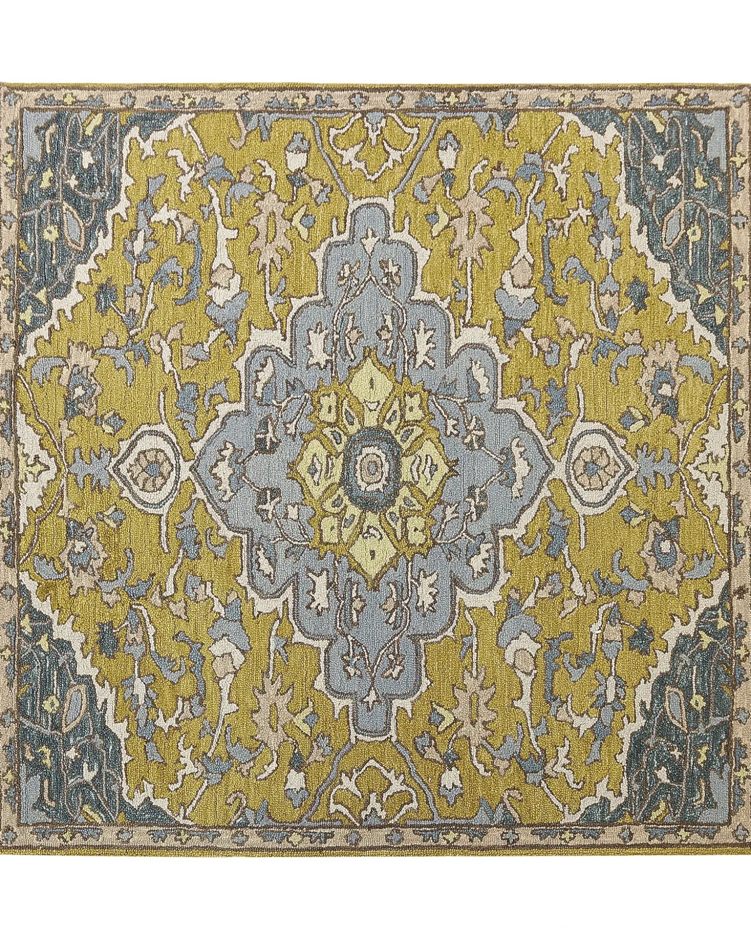 Gulvtæppe MUCUR Gul 200 x 200 cm Uld