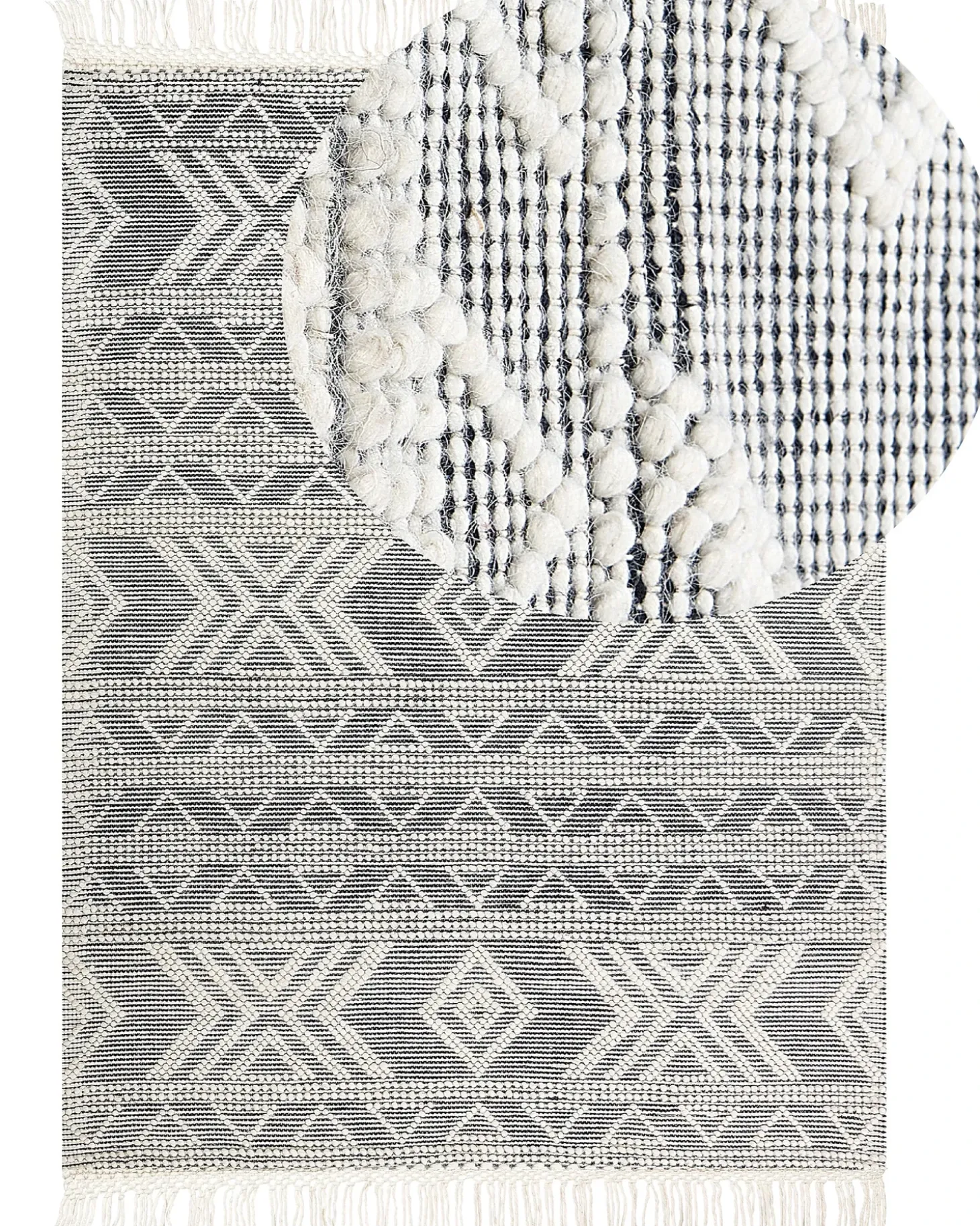 Gulvtæppe PAZAR Sort/hvid 160 x 230 cm Uld