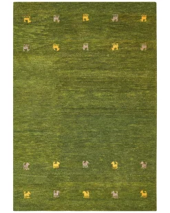 Gulvtæppe YULAFI Grøn 140 x 200 cm Uld Gabbeh
