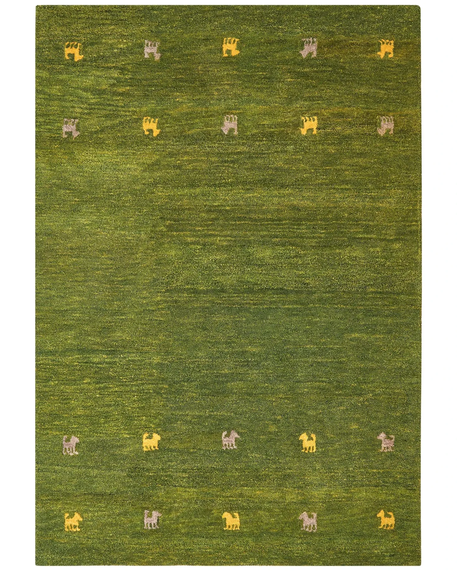 Gulvtæppe YULAFI Grøn 140 x 200 cm Uld Gabbeh