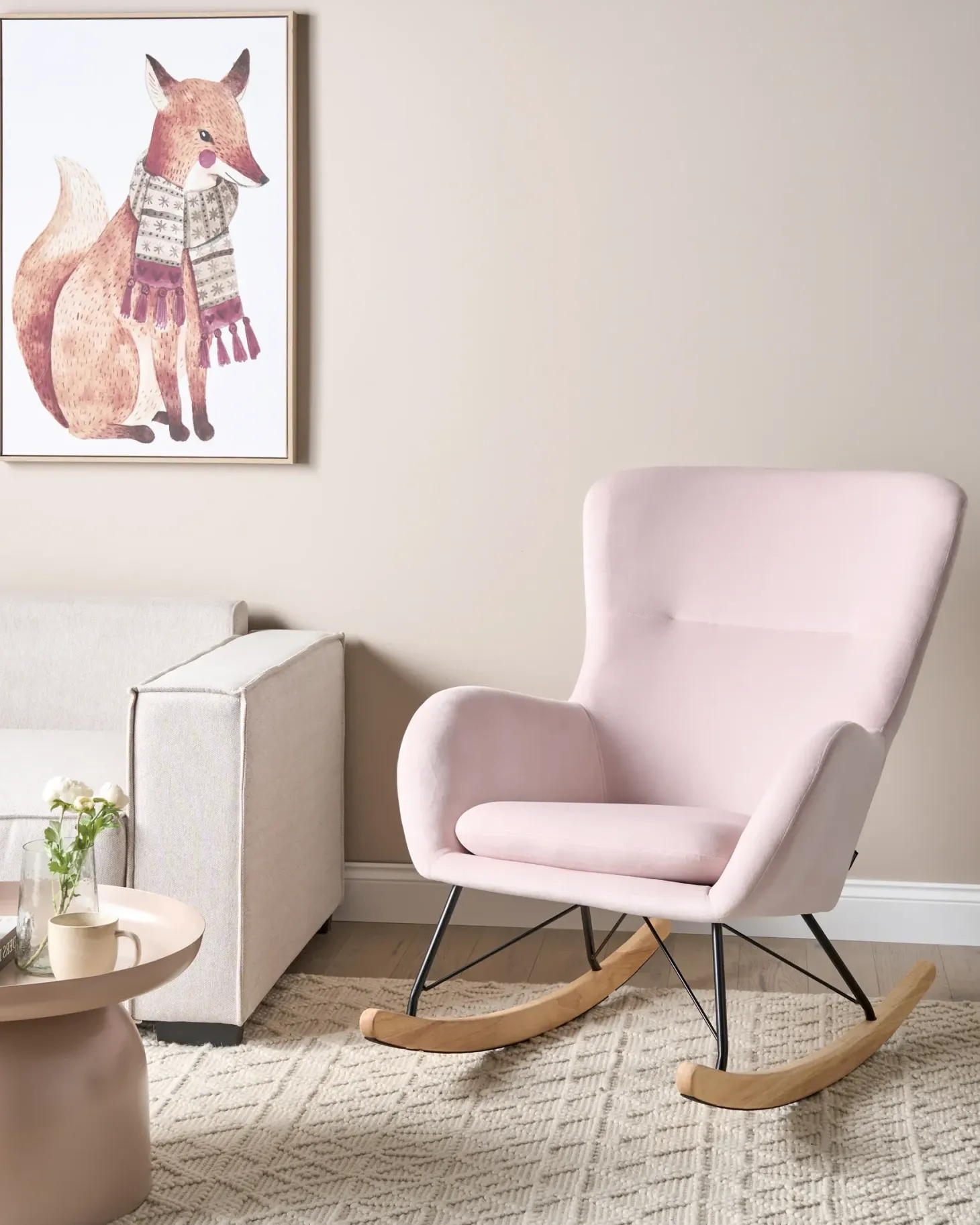 Gyngestol ELLAN Velour Lyserød