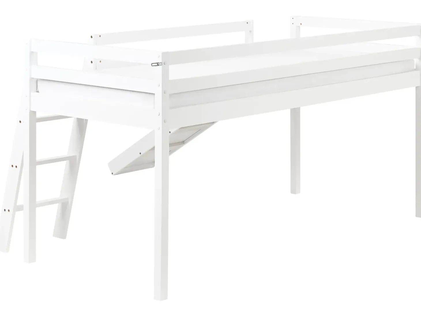 Halvhøj seng Fyretræ STAPLE 90 x 200 cm Med en rutsjebane Hvid