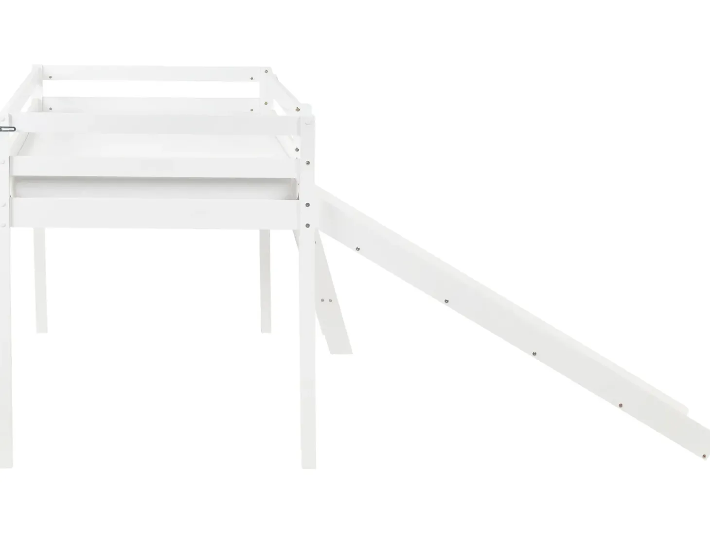 Halvhøj seng Fyretræ STAPLE 90 x 200 cm Med en rutsjebane Hvid