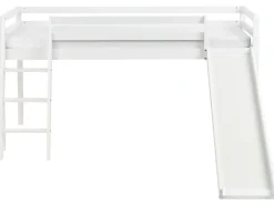 Halvhøj seng Fyretræ STAPLE 90 x 200 cm Med en rutsjebane Hvid