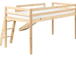 Halvhøj seng Fyretræ STAPLE 90 x 200 cm Med en rutsjebane Lysebrun