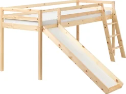 Halvhøj seng Fyretræ STAPLE 90 x 200 cm Med en rutsjebane Lysebrun