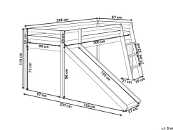 Halvhøj seng Fyretræ STAPLE 90 x 200 cm Med en rutsjebane Lysebrun