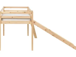 Halvhøj seng Fyretræ STAPLE 90 x 200 cm Med en rutsjebane Lysebrun