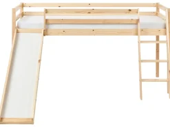Halvhøj seng Fyretræ STAPLE 90 x 200 cm Med en rutsjebane Lysebrun