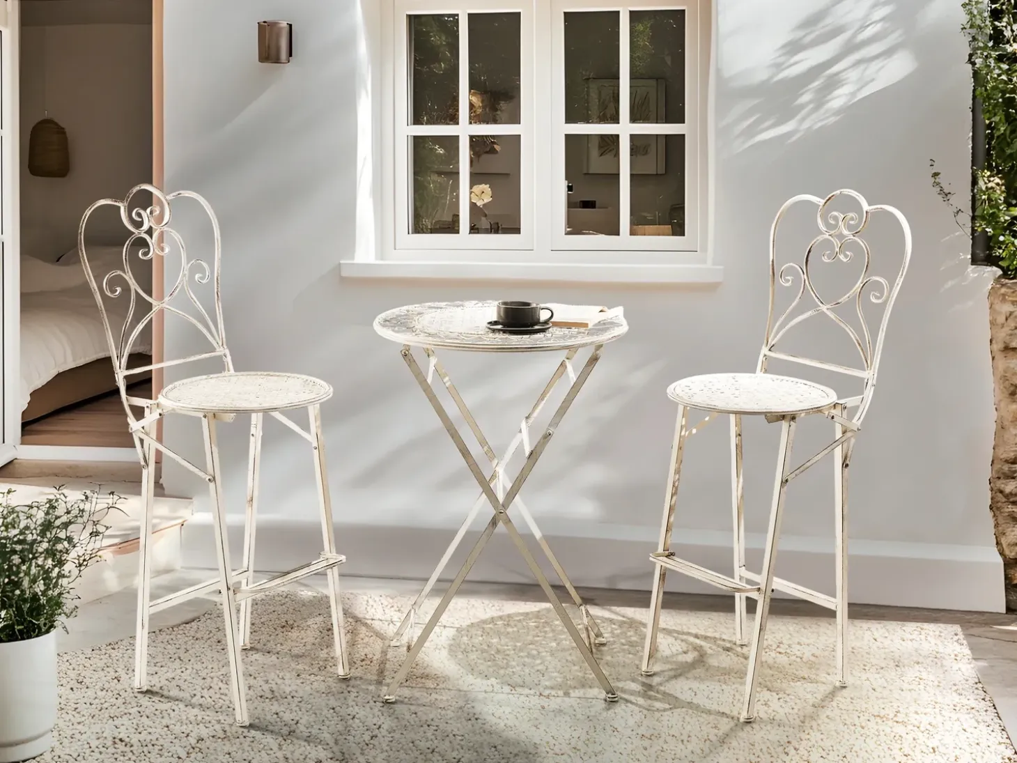Havebar-sæt Foldbar TRIESTE Metal Lys Beige