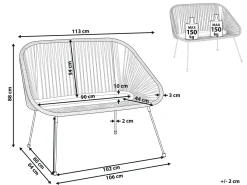 Havebænk ACAPULCO II 113 cm PE-rattan Sort