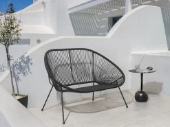 Havebænk ACAPULCO II 113 cm PE-rattan Sort