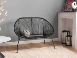 Havebænk ACAPULCO II 113 cm PE-rattan Sort