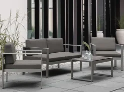 Havebænk med hynde SALERNO 142 cm Metal Mørkegrå