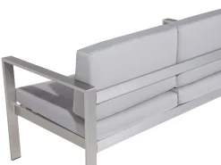 Havebænk med hynde SALERNO 142 cm Metal Lysegrå